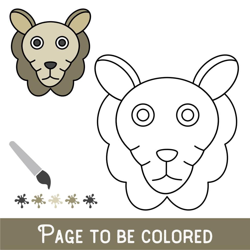 Cara de cordero divertida para colorear, el libro para colorear para niños en edad preescolar con un nivel de juego educativo fácil. vector