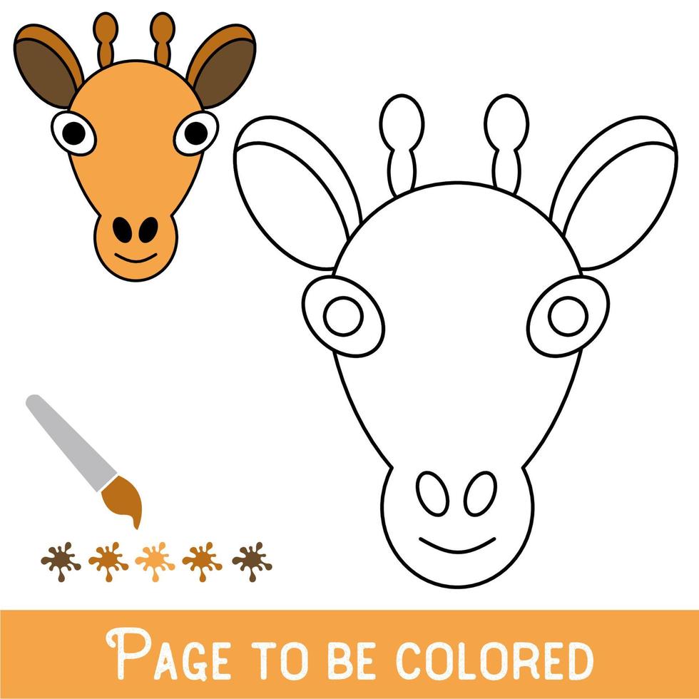 Funny Giraffe Face to be colored, the coloring book for preschool kids with easy educational gaming level. vector