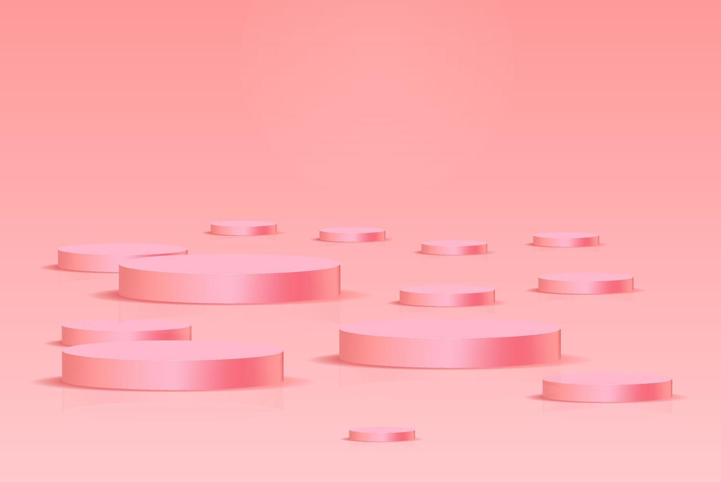 vector de fondo 3d render rosa con podio rosa 3d y escena de pared rosa mínima, podio mínimo fondo rosa representación 3d gris escenario abstracto. Procesamiento de escenario para producto en estudio de podio blanco