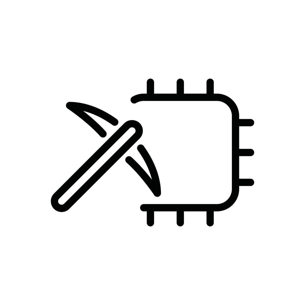 icono de línea de minería de cpu vector