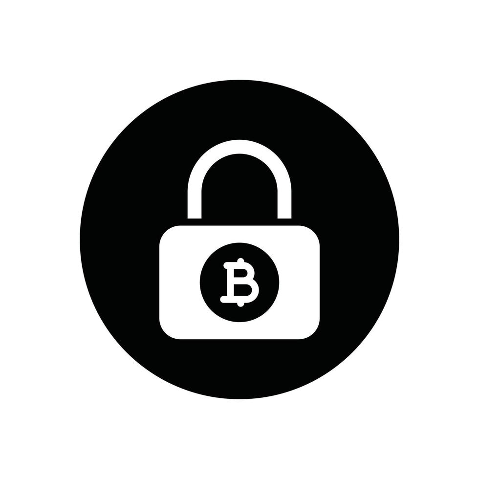 lock bitcoin glyph icon vector