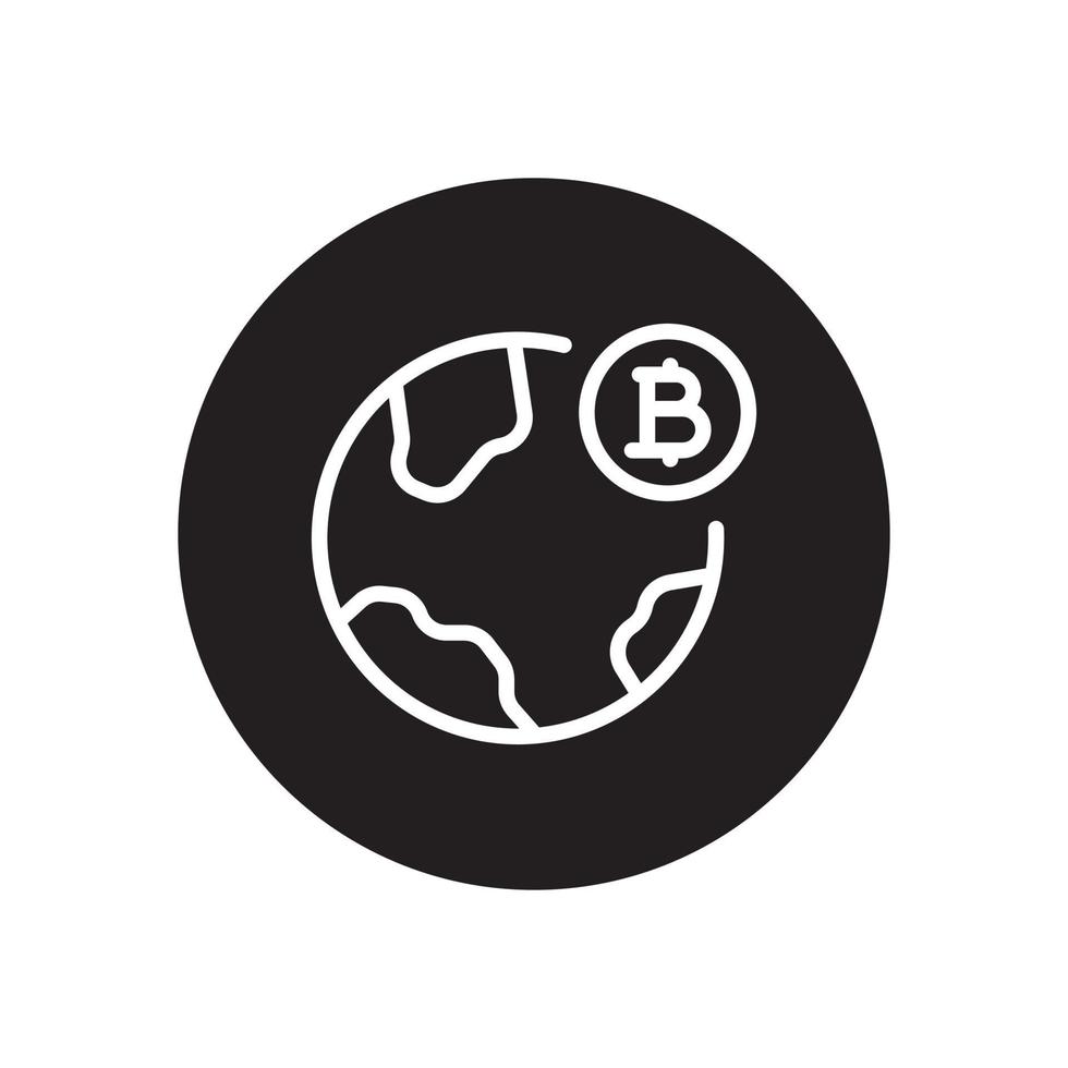 bitcoin world glyph icon vector