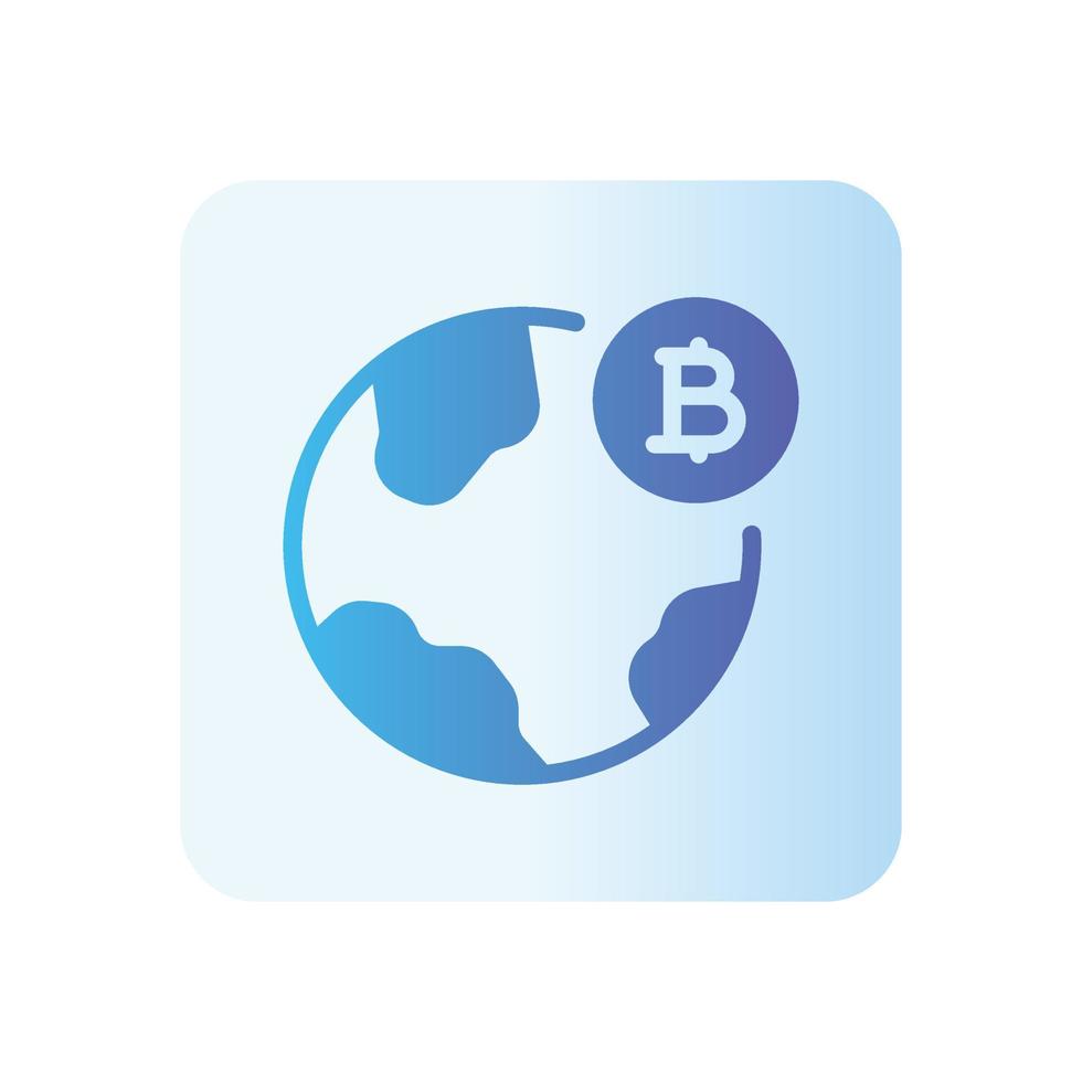 bitcoin world gradient icon vector