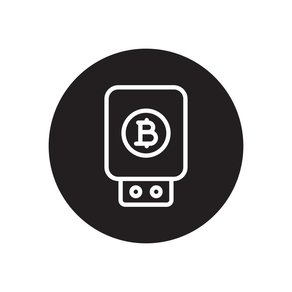 bitcoin usb glyph icon vector