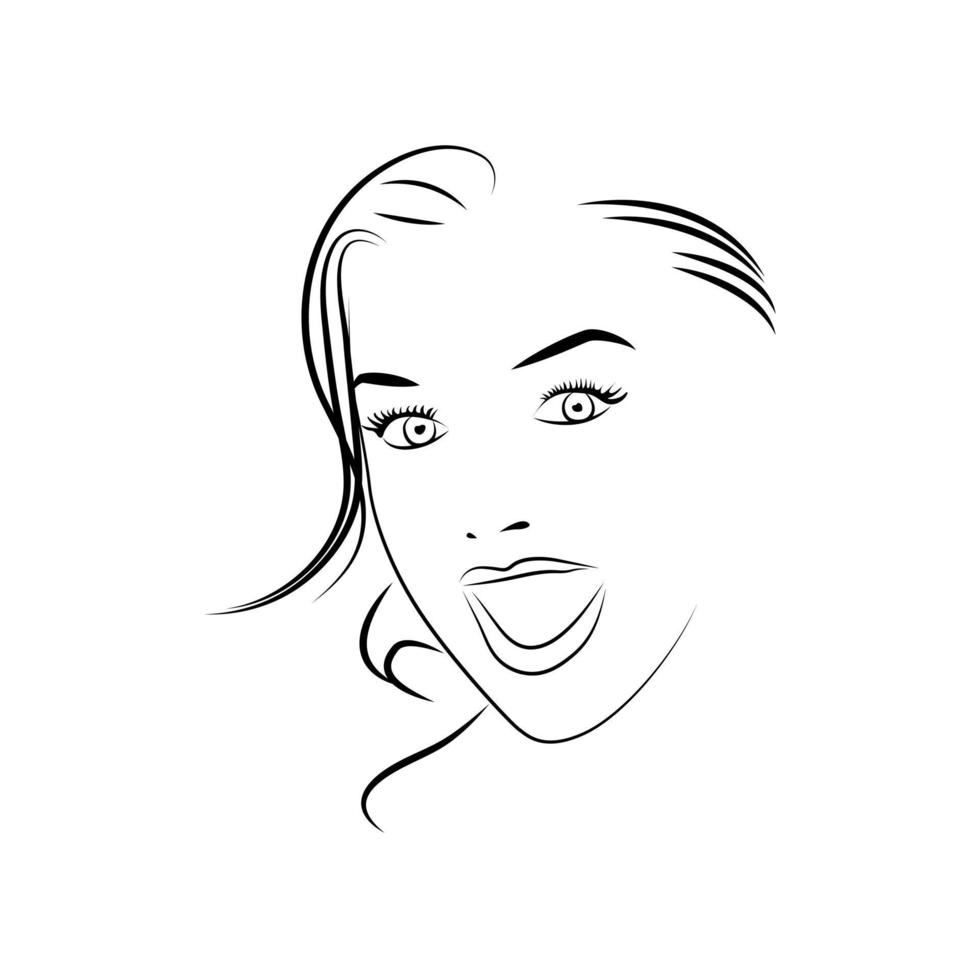 Beautiful women face show happy mood , hair salon logo vector