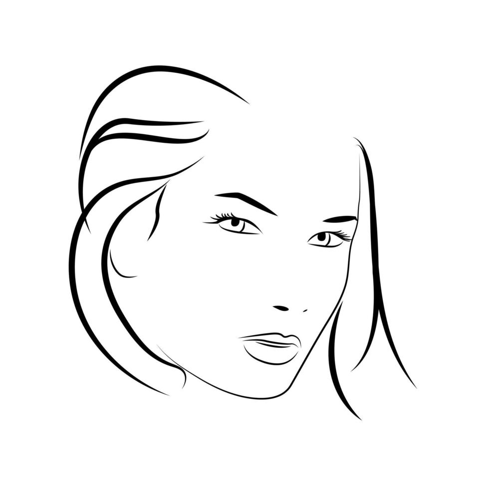 Diseño de plantilla de ilustración de vector de mujer de cara de belleza