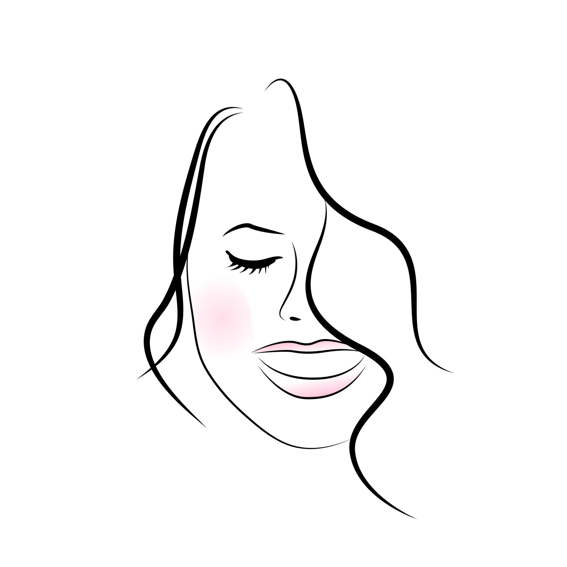 illustration of women long hair style icon, logo women face on white  background, vector 4255049 Vector Art at Vecteezy