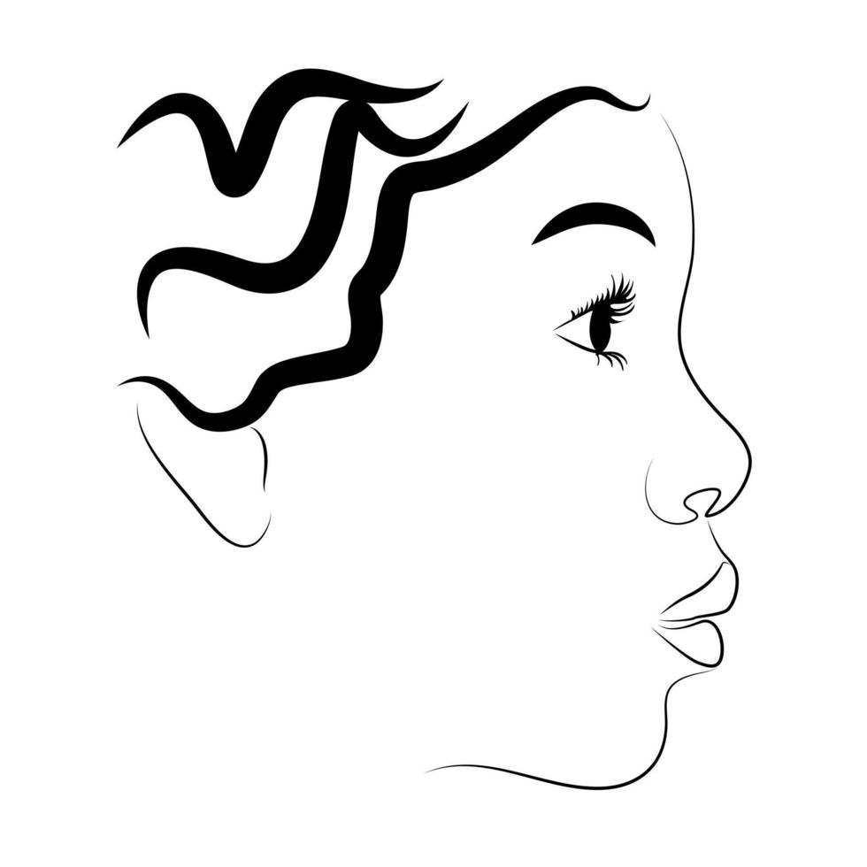 Female profile with abstract Waves.Vector logo template. Isolated icons. vector