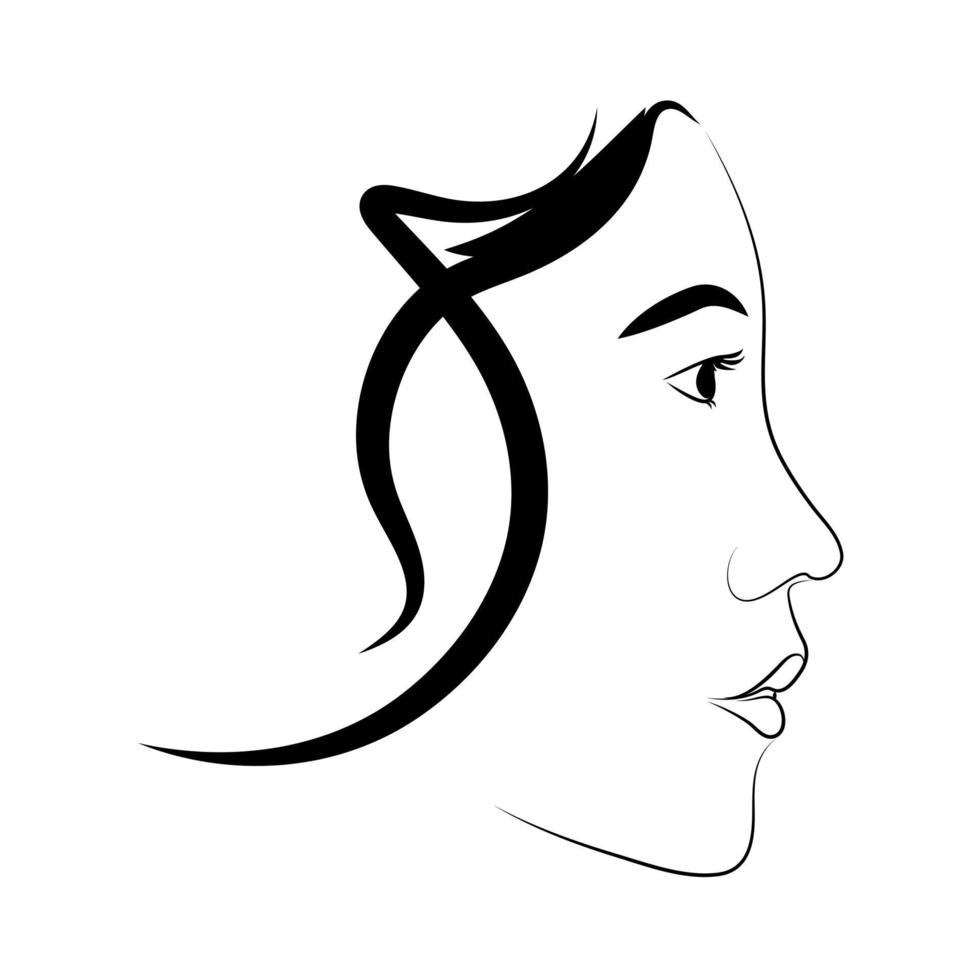 Female profile with abstract Waves.Vector logo template. Isolated icons. vector