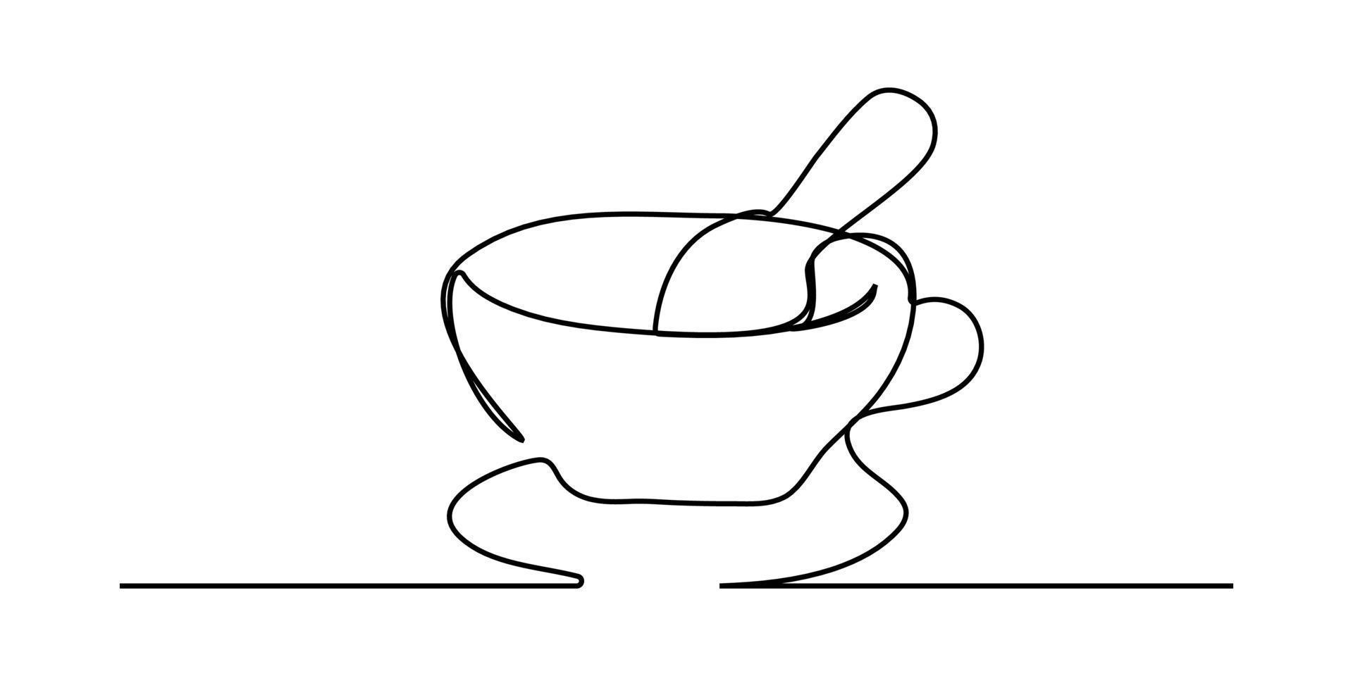 arte de línea continua o dibujo de una línea de café, cálido. concepto de tienda de taza de café y café. vector