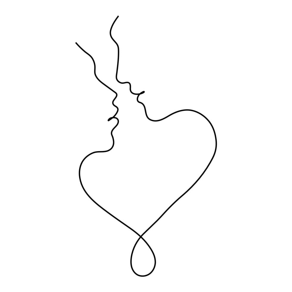 Couple Love Romantic Vector Hd Images, Continuous Line Drawing Of