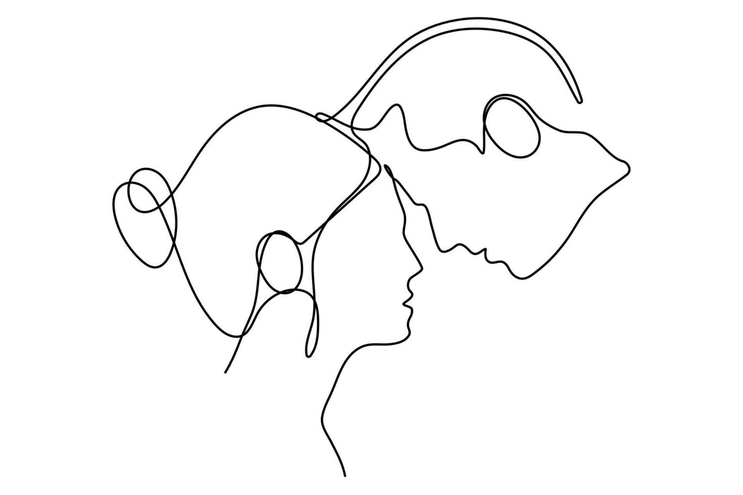 Romantic couple continuous line drawing vector illustration