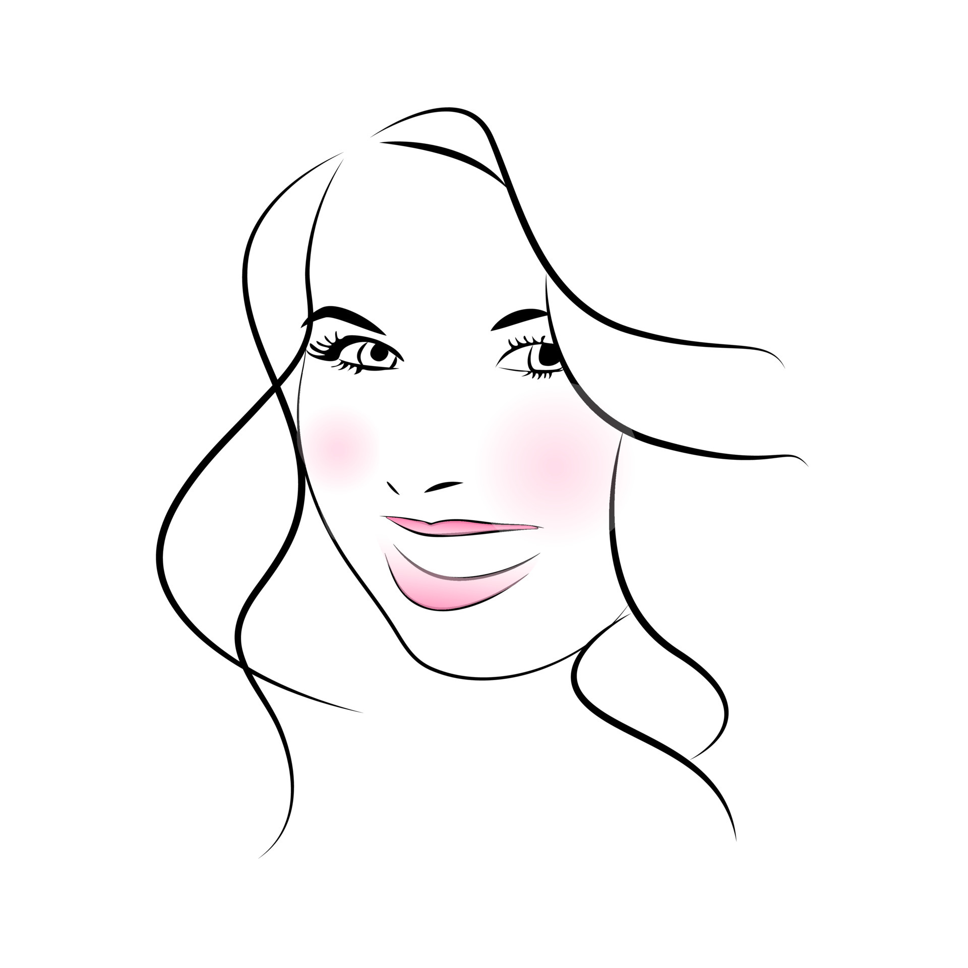 illustration of women long hair style icon, logo women face on white  background, vector 4255103 Vector Art at Vecteezy