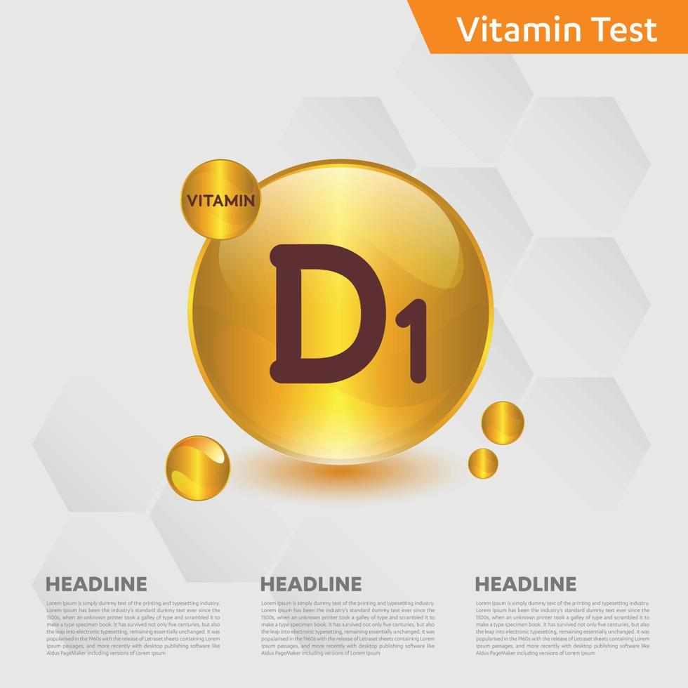 conjunto de colección de gotas de icono de vitamina d1, colecalciferol. gota de oro gota del complejo vitamínico. médico para la ilustración de vector de salud