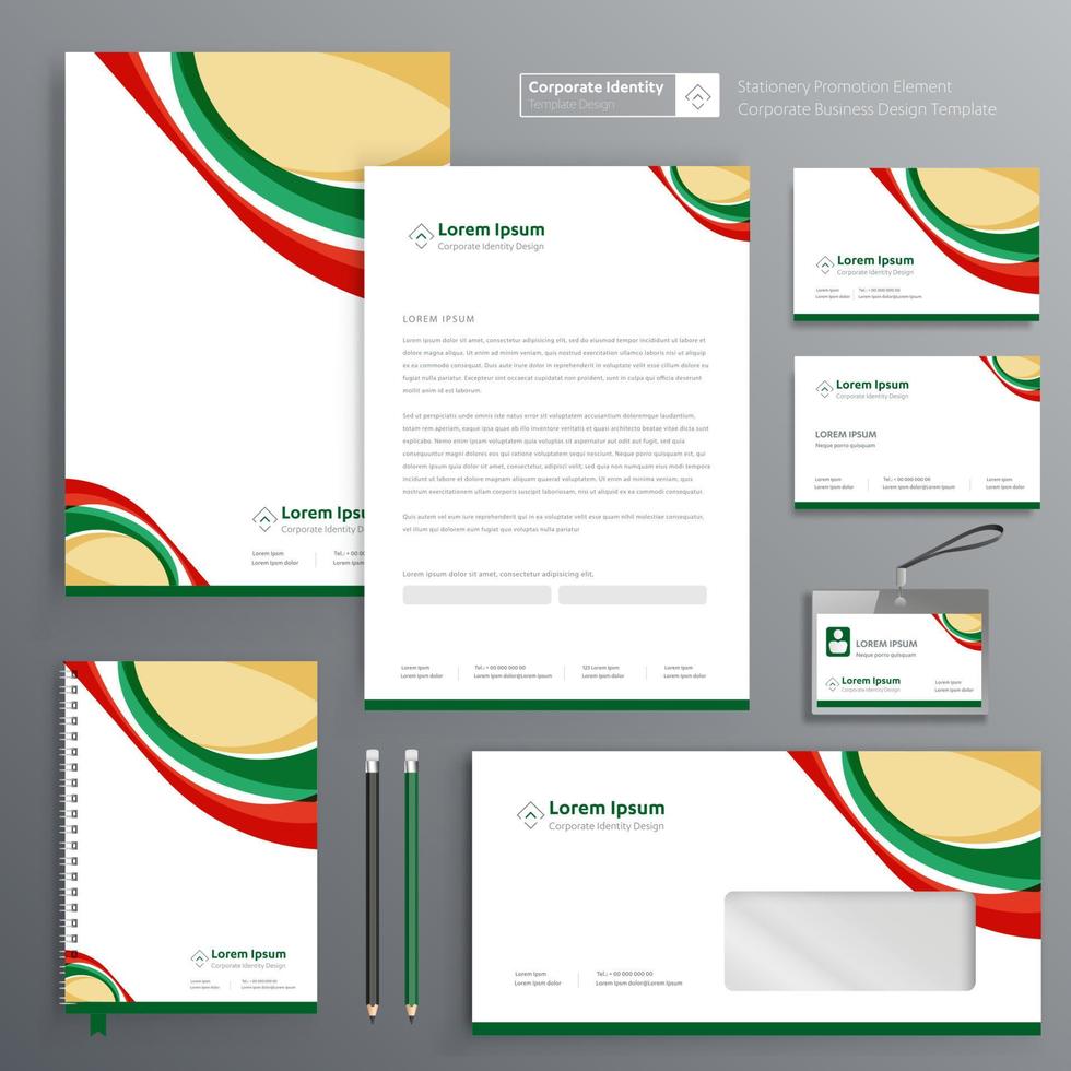 diseño de plantilla de identidad empresarial corporativa papelería vector fondo abstracto con memo artículos de regalo elementos de recuerdos promocionales de color