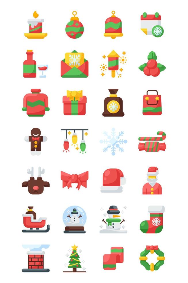 Christmas filled line style icon set. Vector illustration for graphic design, website, app