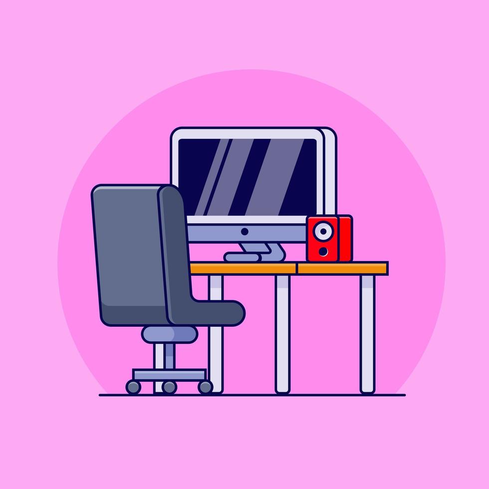 Workspace with chair and speaker cartoon vector