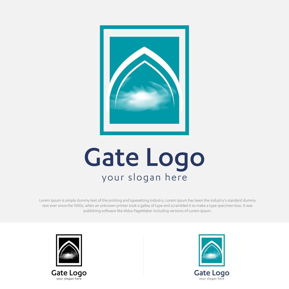 Gate logo door home entrance icon black house doorway real estate business design modern construction company concept symbol vector illustration