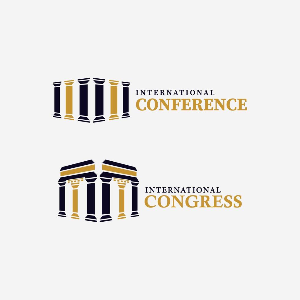 bundle set luxury International congress logo vector design template. modern international conference logo vector design template. silhouette museum building logo vector illustration