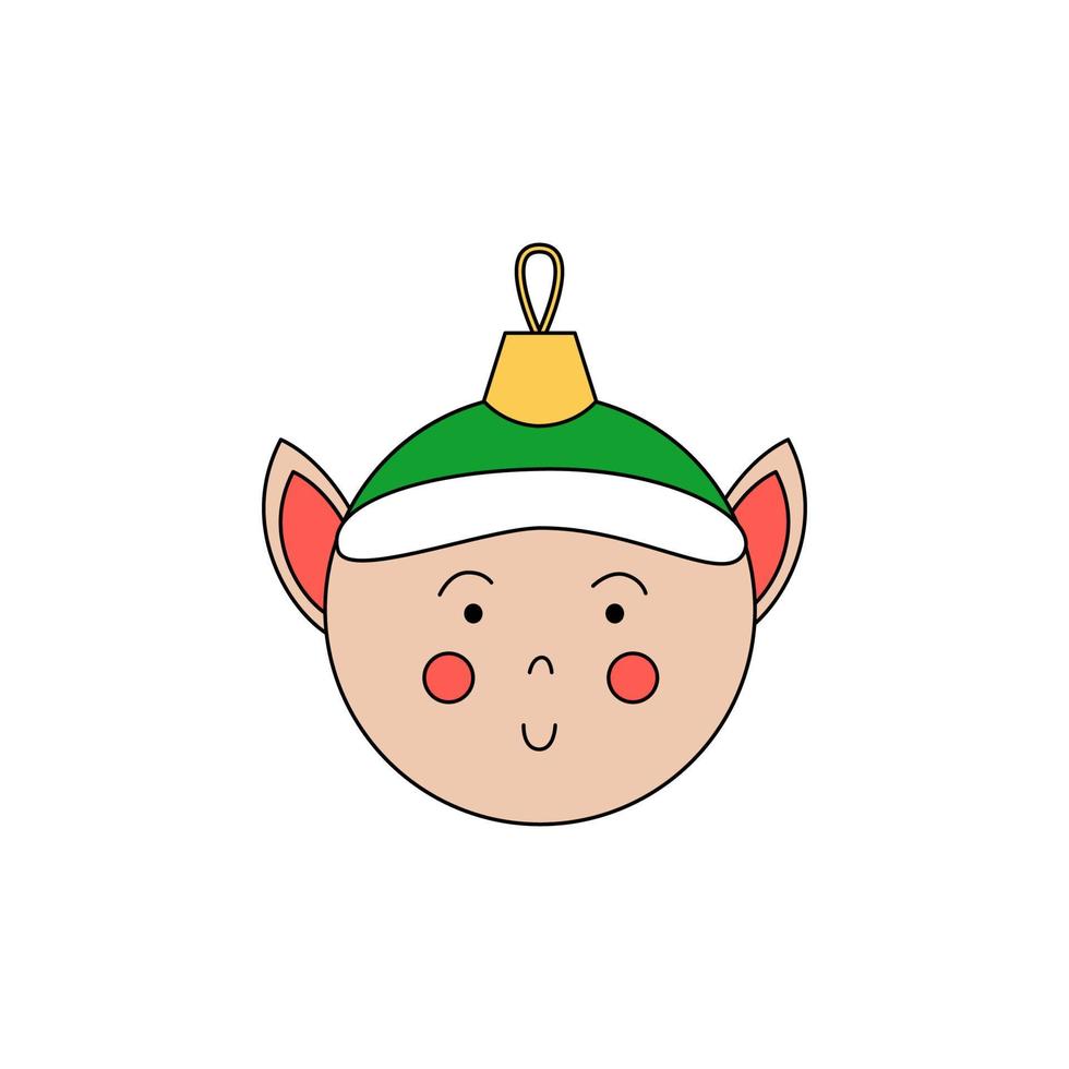 bola de Navidad de dibujos animados aislado sobre fondo blanco. vector