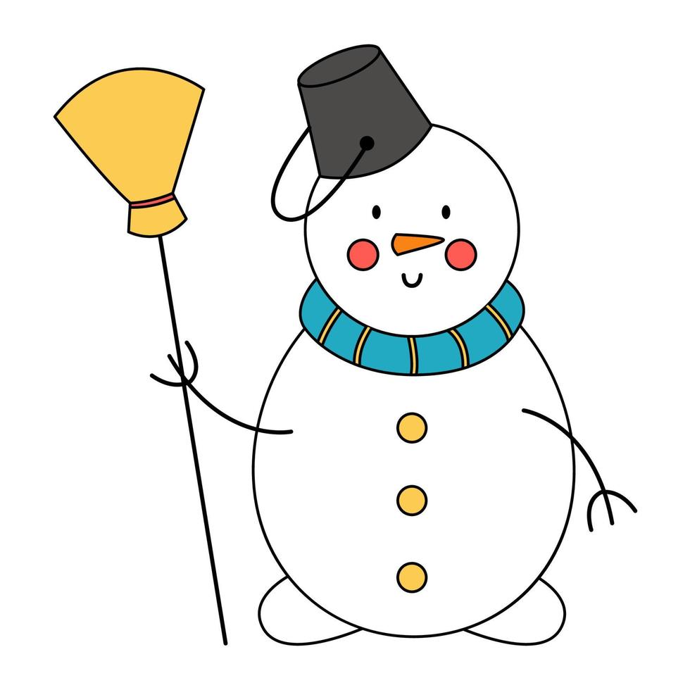 muñeco de nieve de dibujos animados lindo aislado sobre fondo blanco.  4255889 Vector en Vecteezy