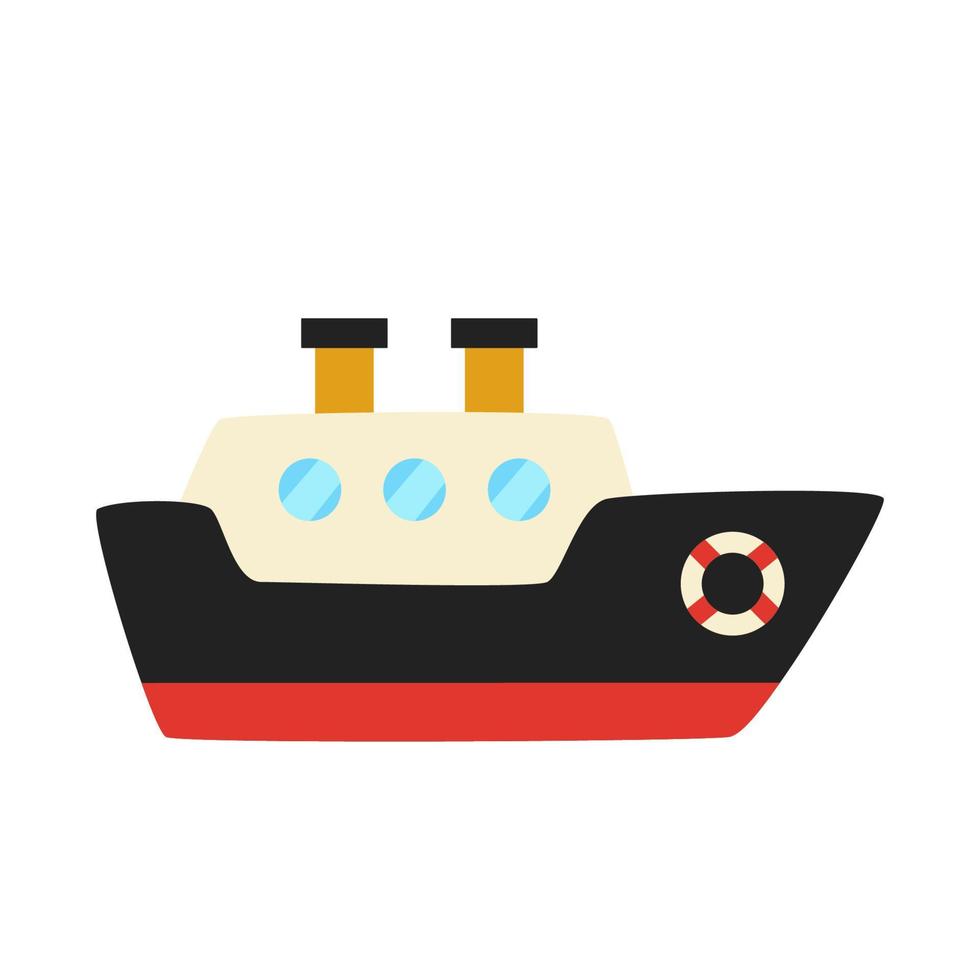 Cute cartoon ship isolated on white background. vector