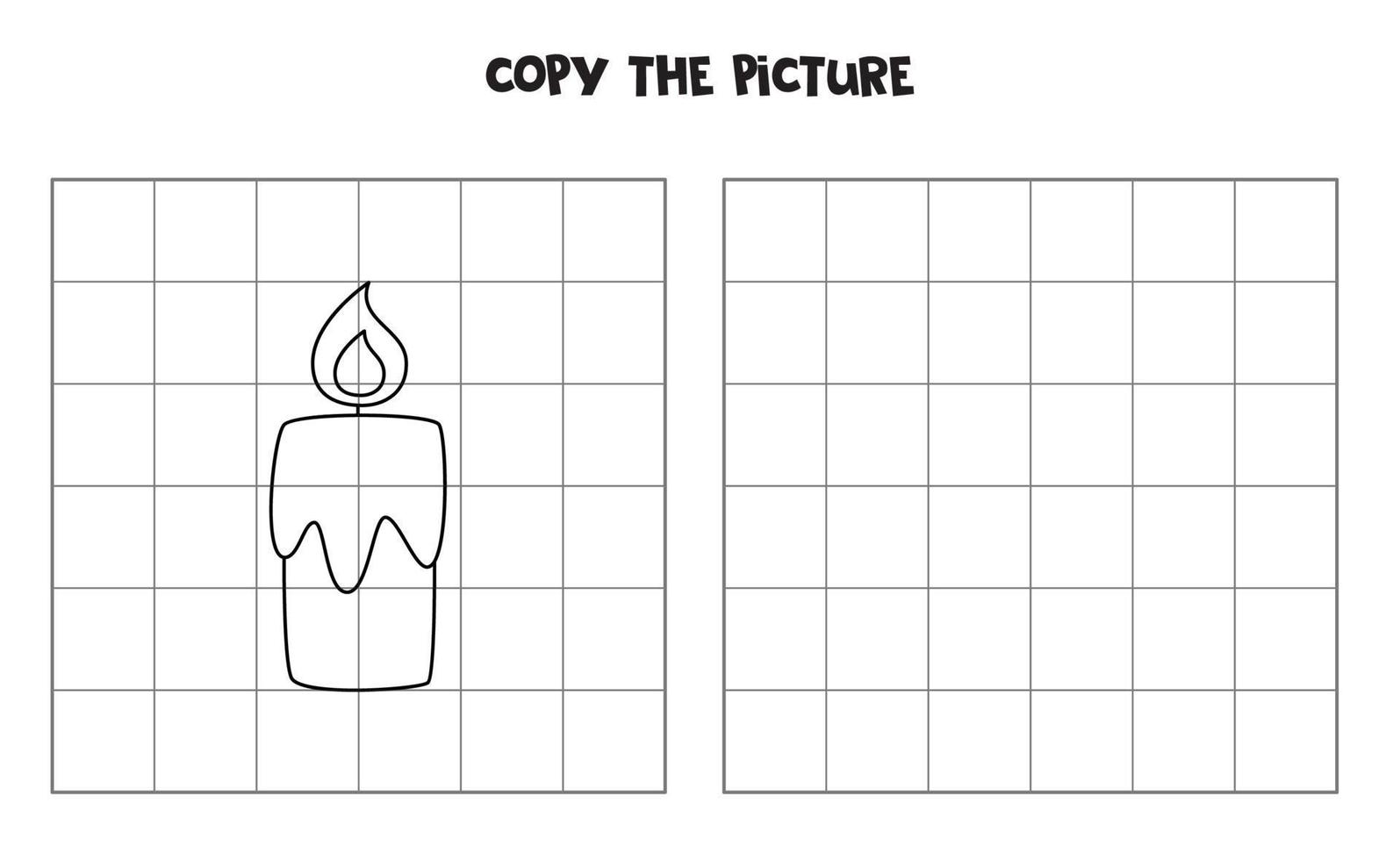 Copy the picture of cartoon candle. Logical game for kids. 4255925