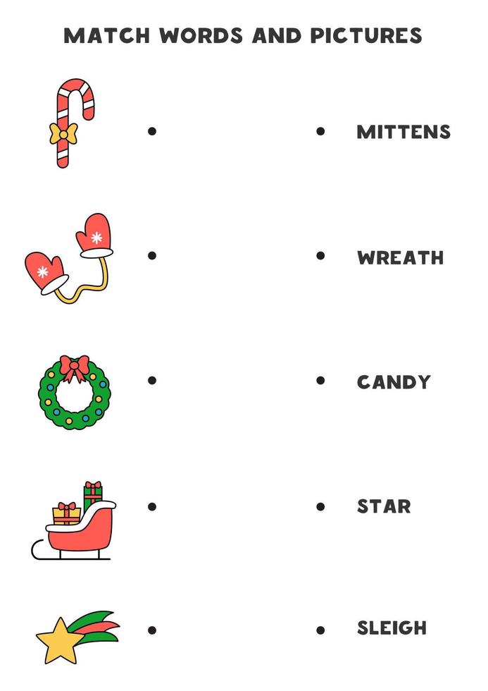 Matching game. Match pictures with Christmas pictures. vector