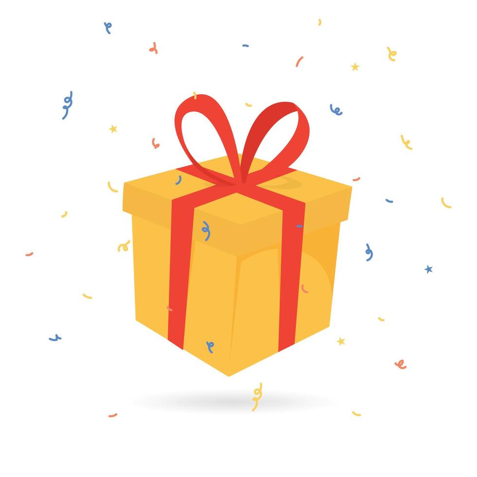 surprise red gift box birthday celebration special give away package vector icon
