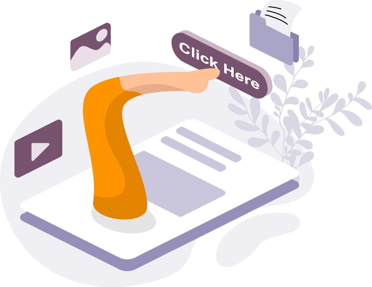 Click Here flat Illustration vector