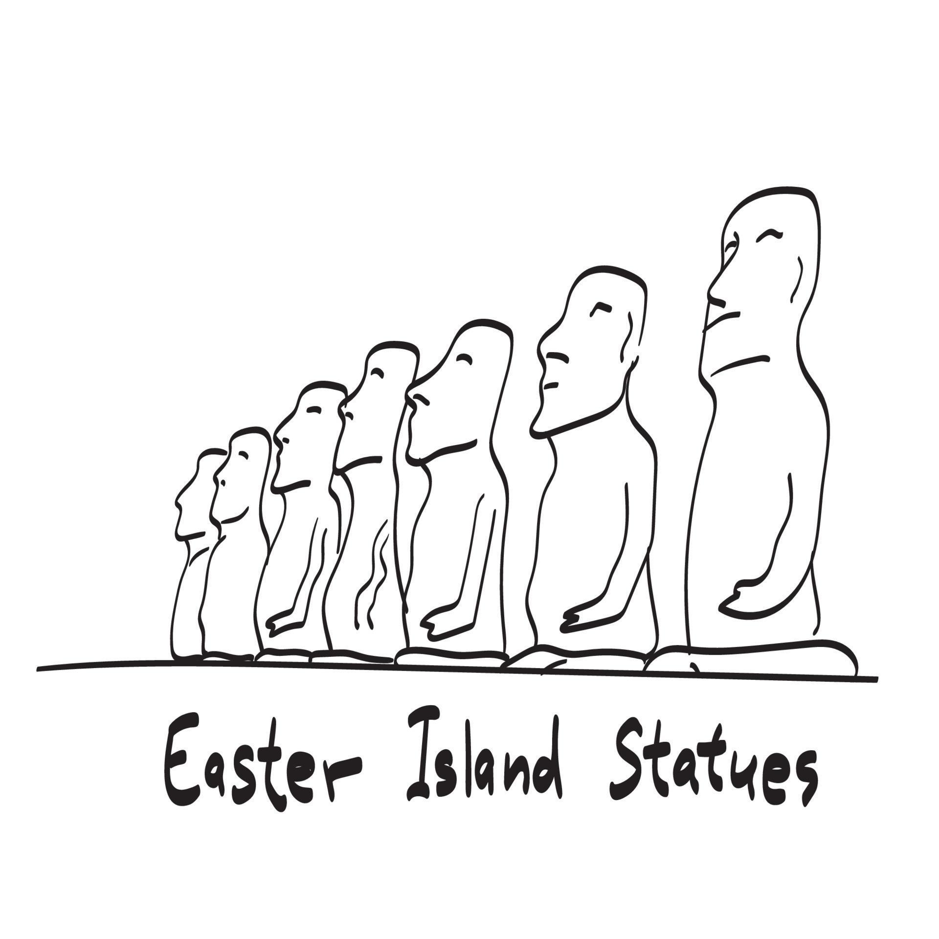 Moai Easter Island statues illustration vector isolated on white