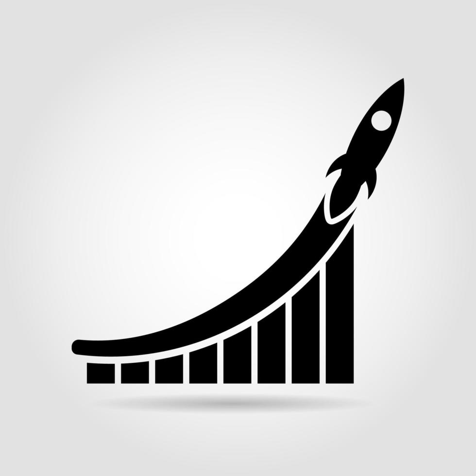 Growth diagram with Rocket going up vector