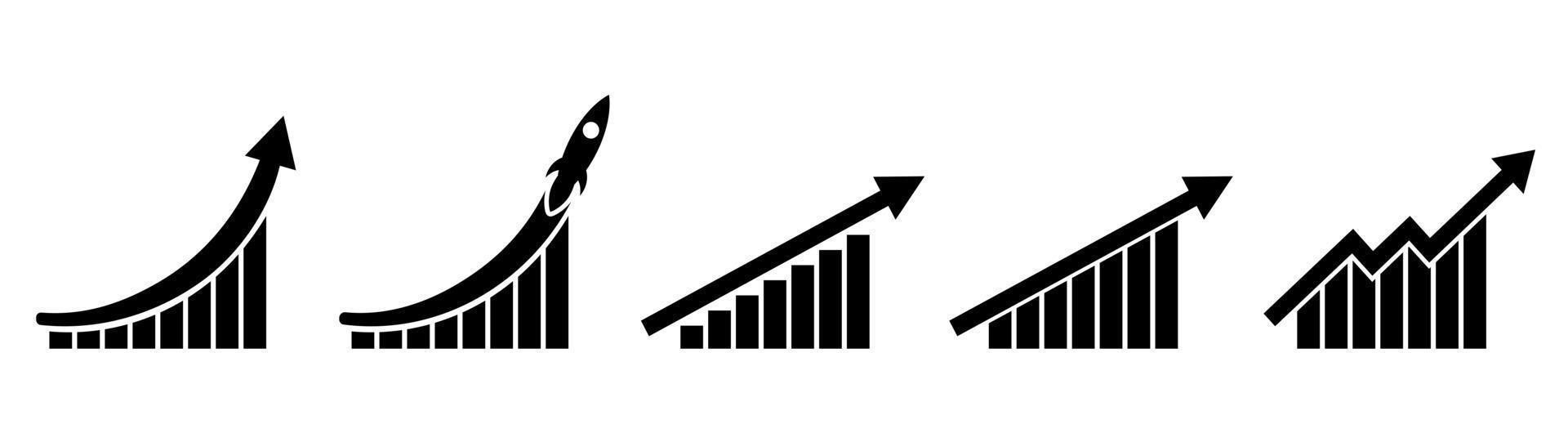 colección de diagrama de crecimiento con flecha hacia arriba vector