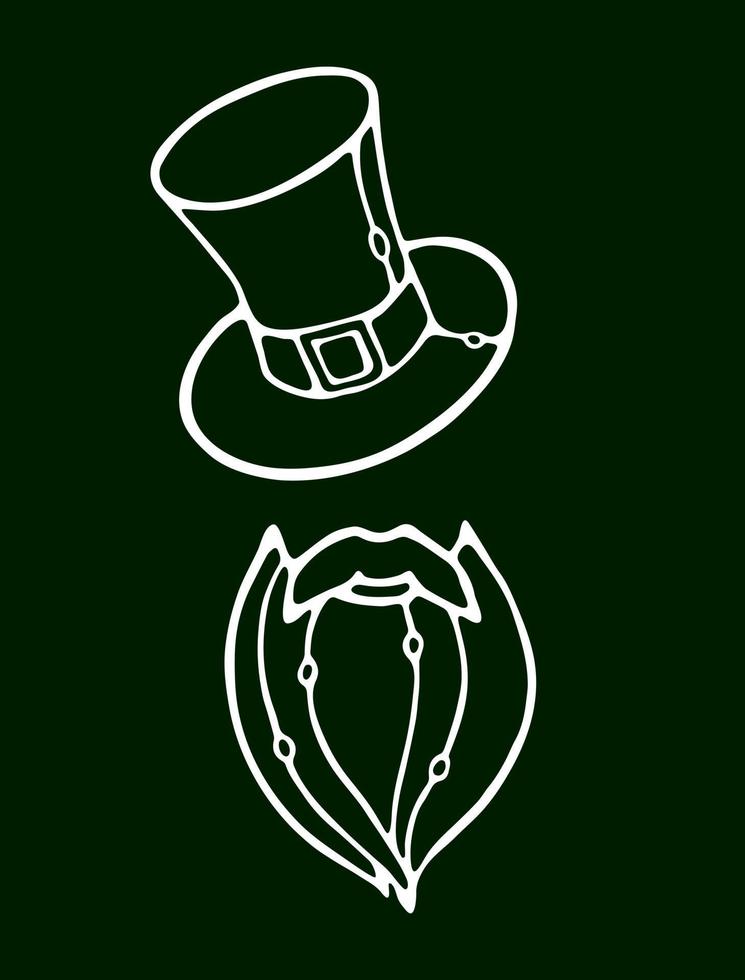 Vector Outline Man with a beard in a hat. Irishman portrait in Doodle style. St. Patrick day design