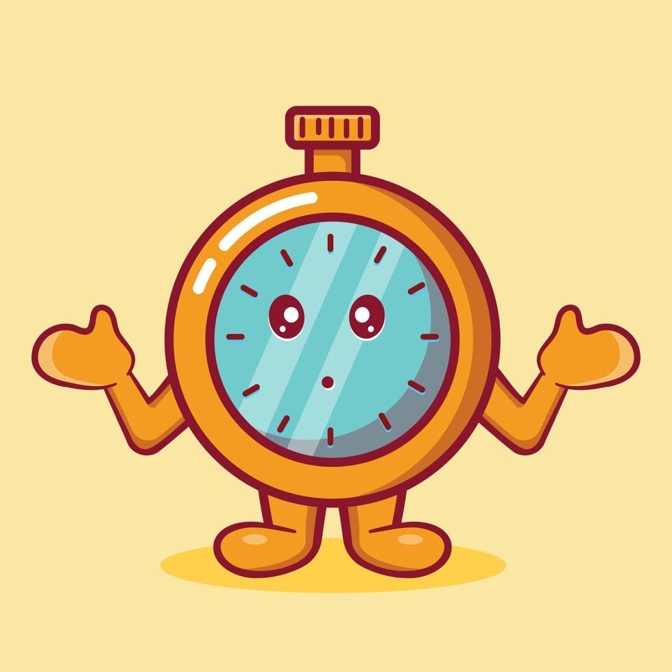 cute stopwatch mascot with confused gesture isolated cartoon in flat style vector