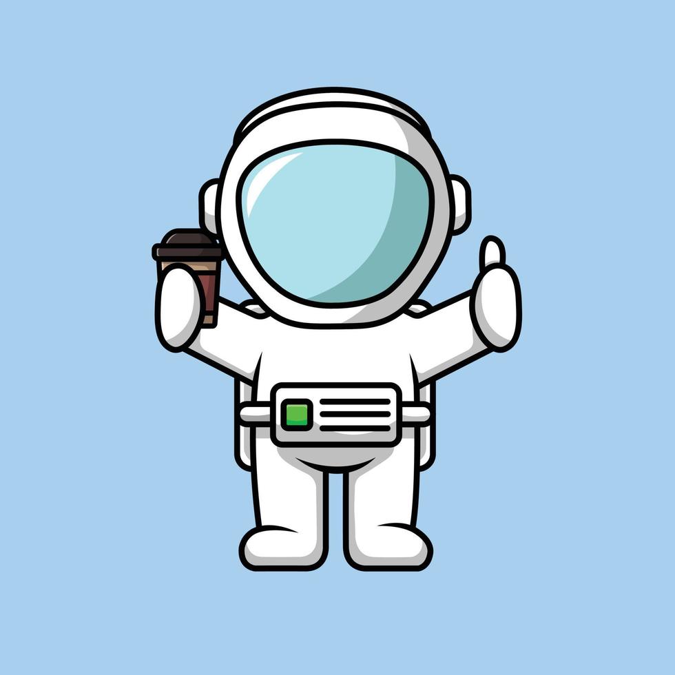 Cute Astronaut Holding Coffee Cup Illustration vector