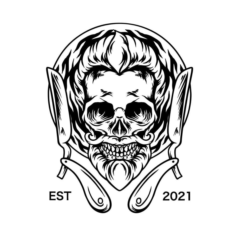 Barber Skull Mascot Silhouette vector