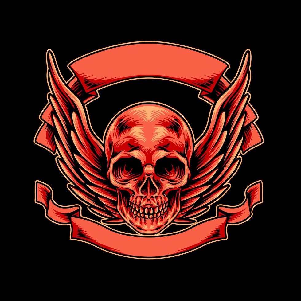 Skull Head With Wings vector