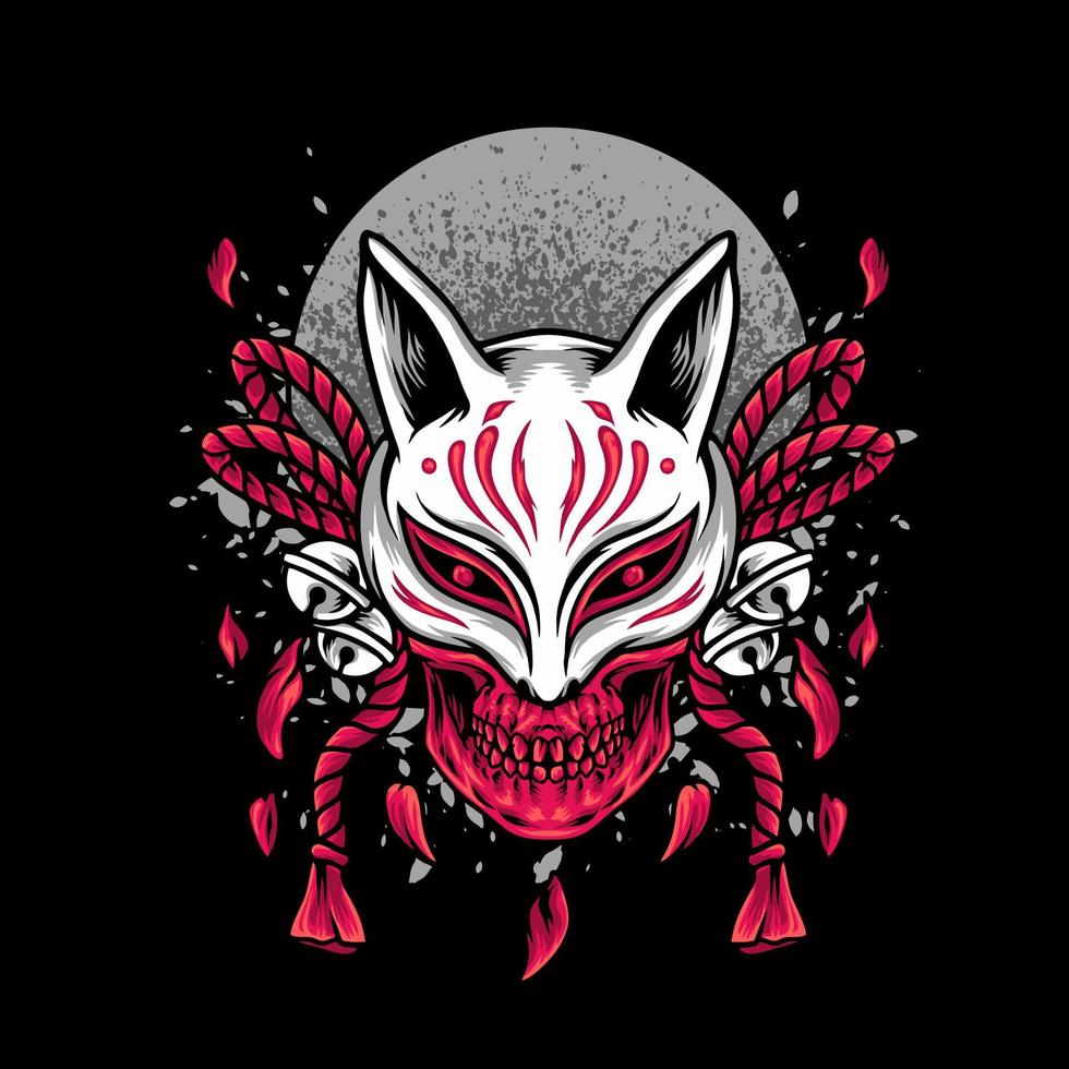 Skull Head With Kitsune Mask vector