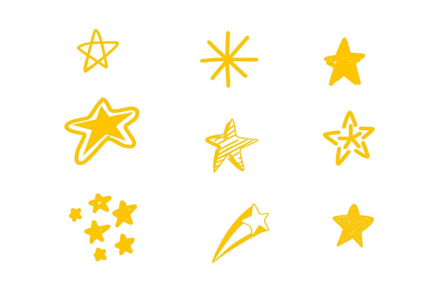 diseño de doodle para ilustración de estrellas amarillas vector