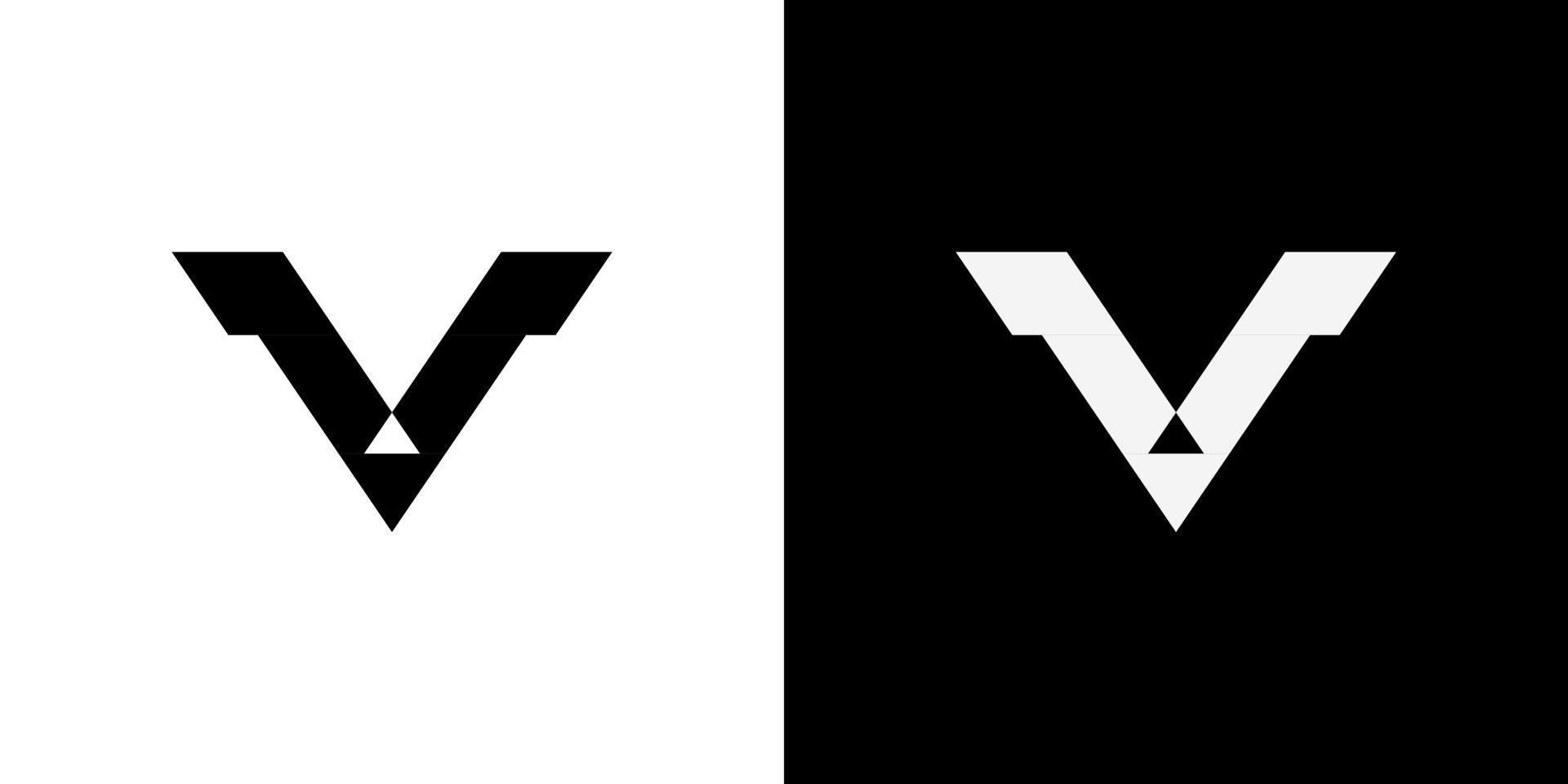 letter V VV minimalist art monogram arrow shape logo, white color on black background vector