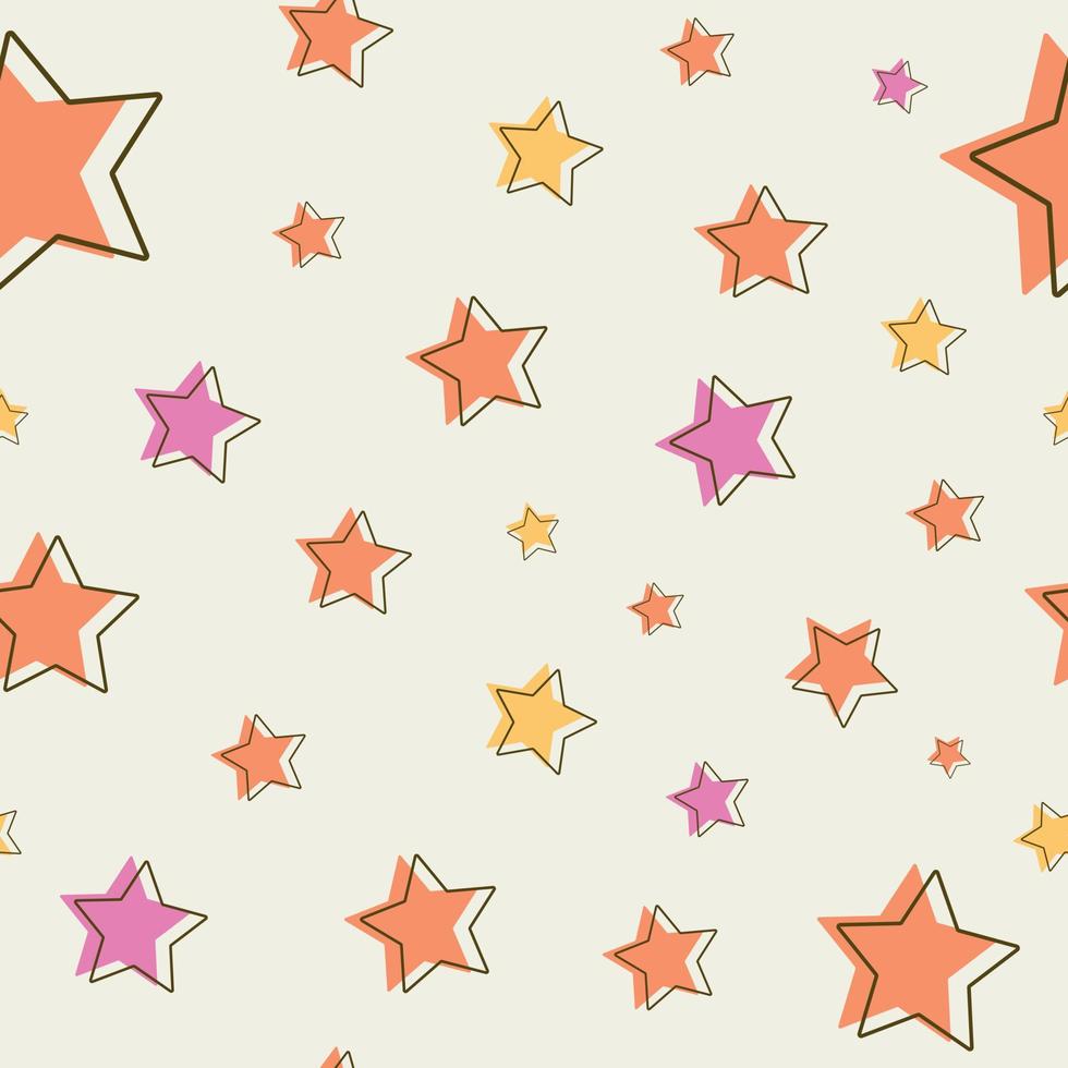 Seamless pattern with orange, pink and yellow stars on a light background vector