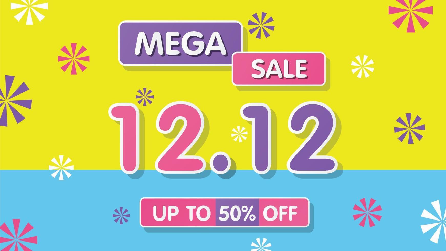 12.12 Mega sale discount banner template promotion. vector