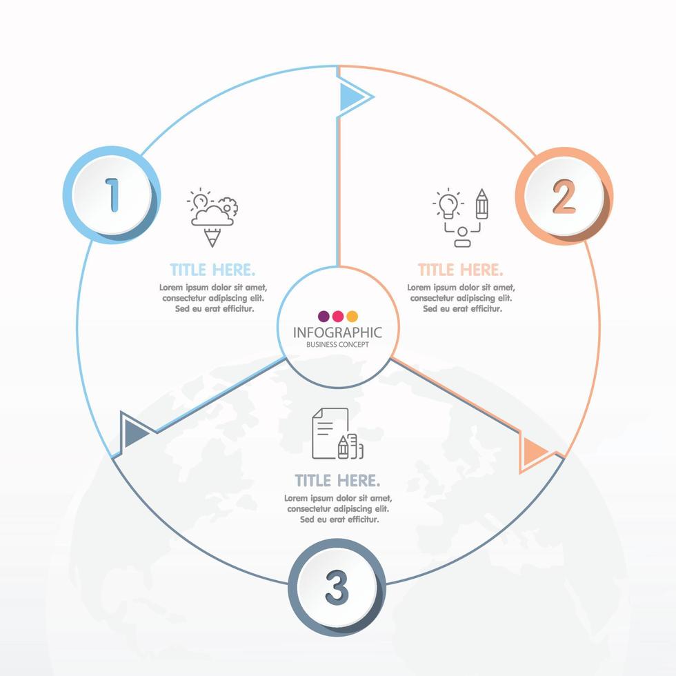 Basic circle infographic template with 3 steps, process or options, process chart. vector