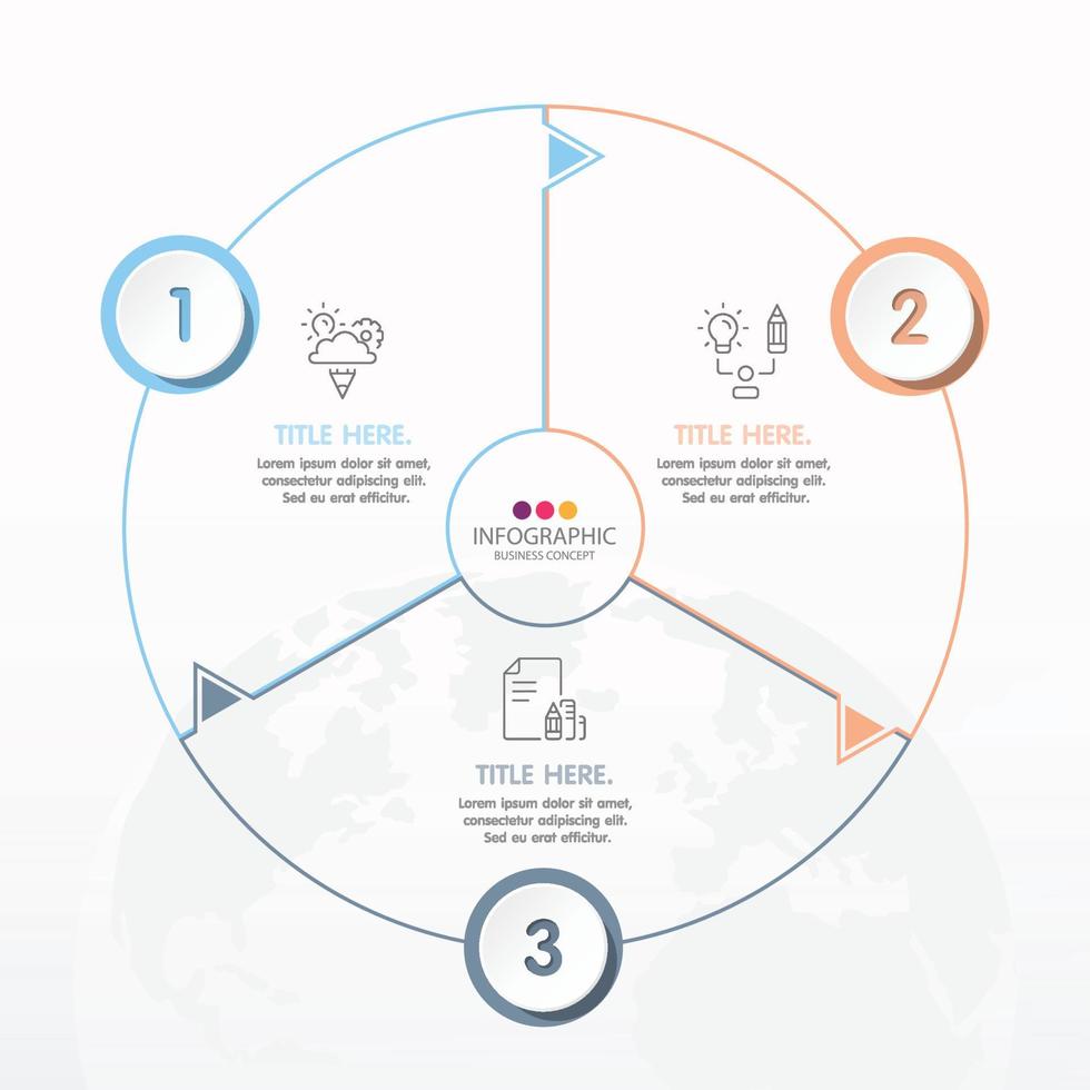 Basic circle infographic template with 3 steps, process or options, process chart. vector