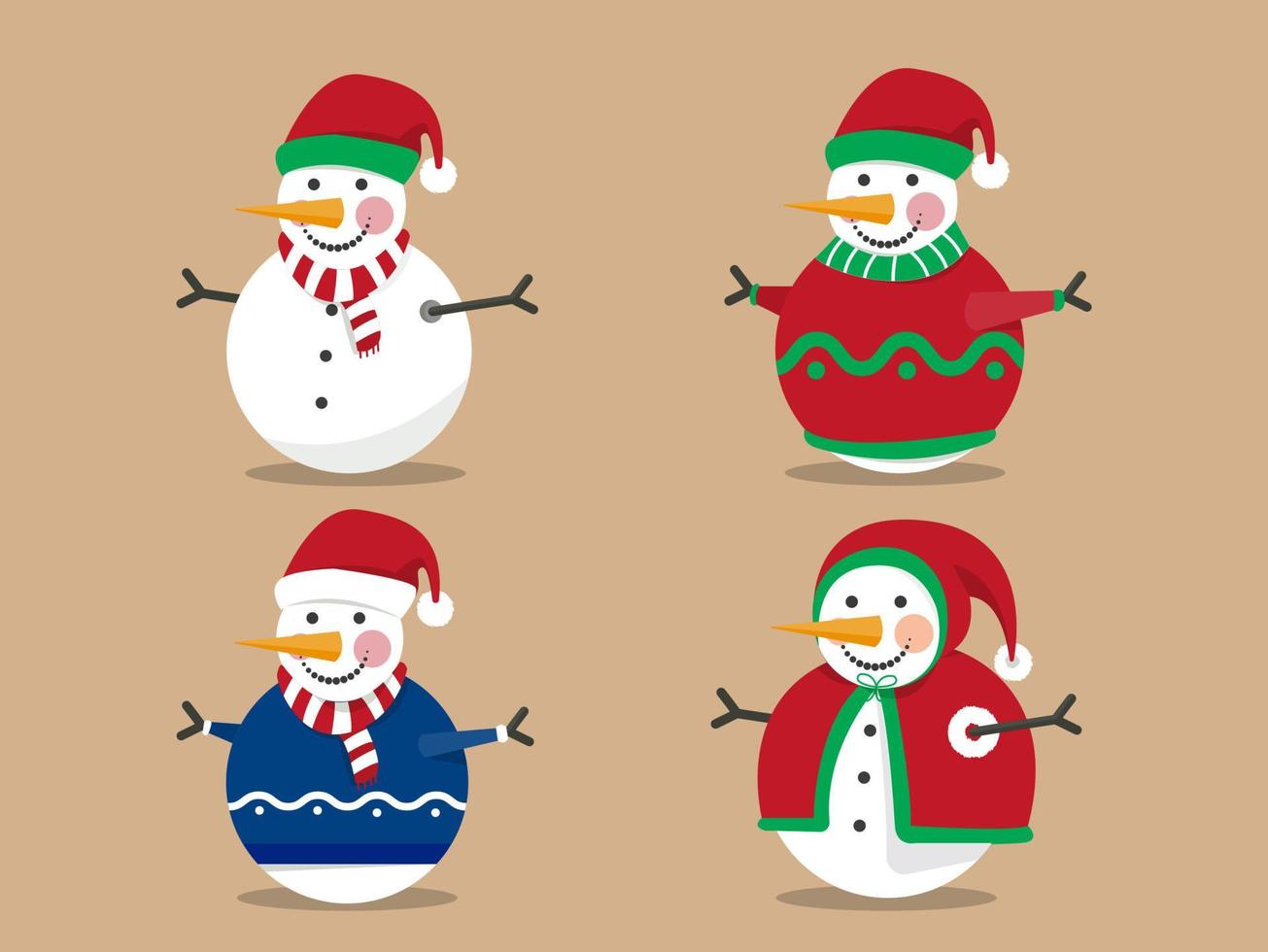 Ilustrador de vector de icono de personaje de Navidad de muñeco de nieve feliz.