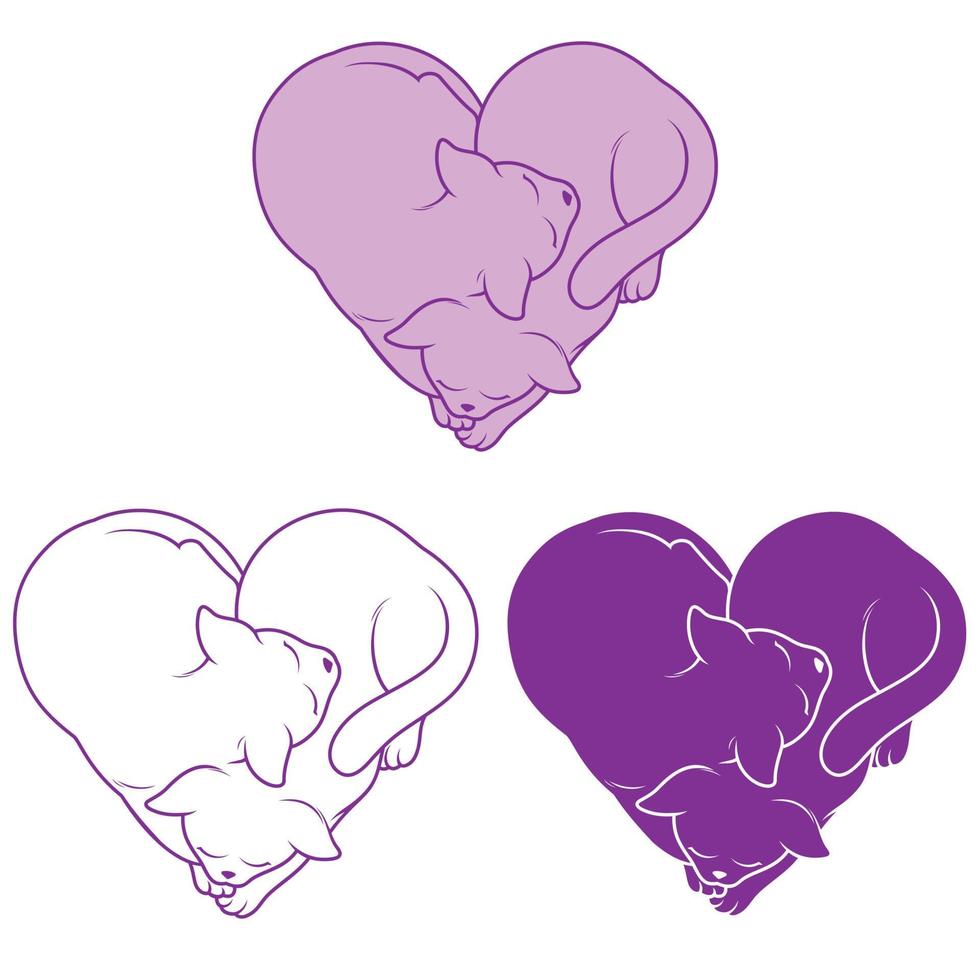 Illustration of cats in heart shape vector