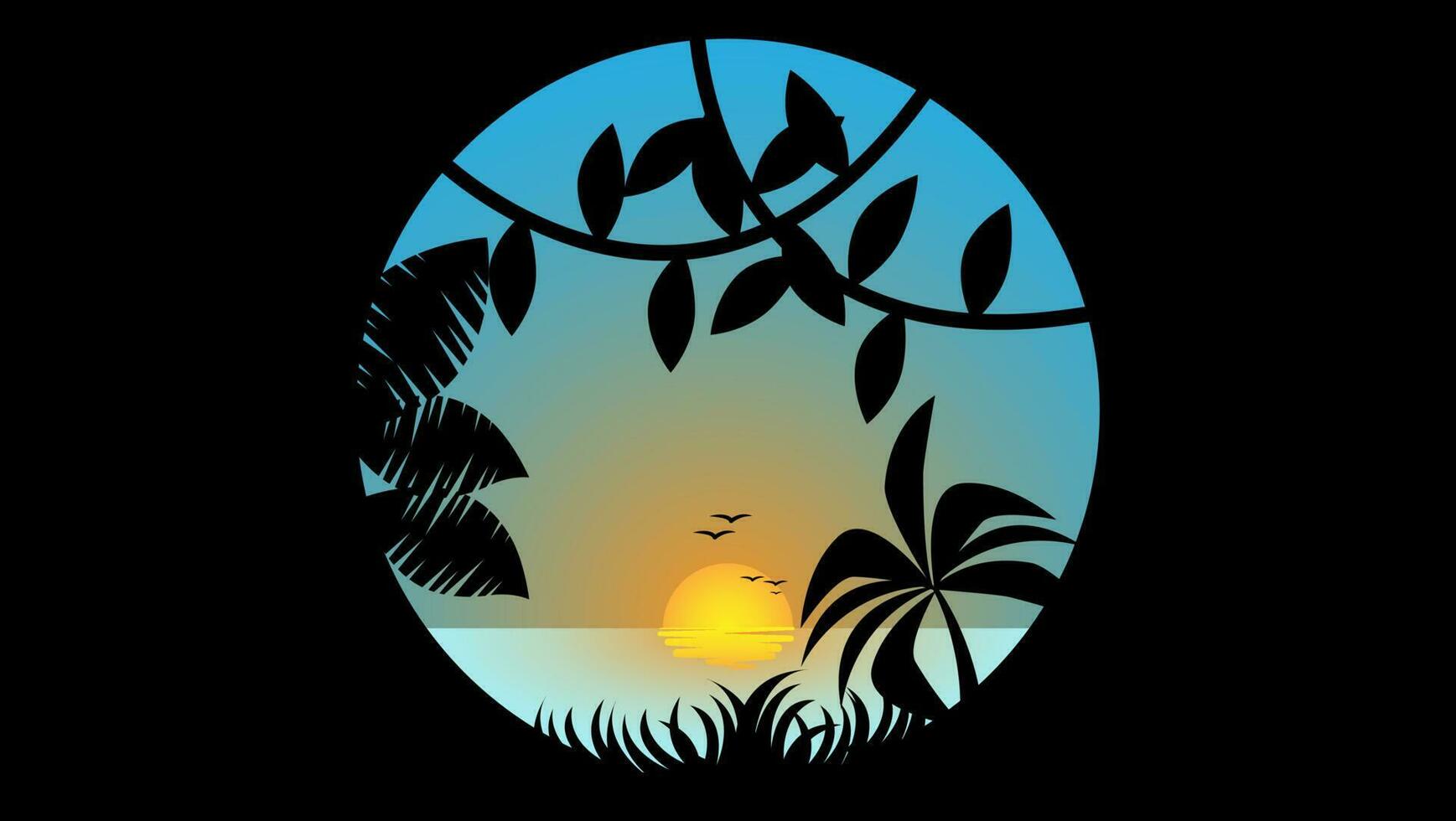 sunrise illustration vector on circular shape