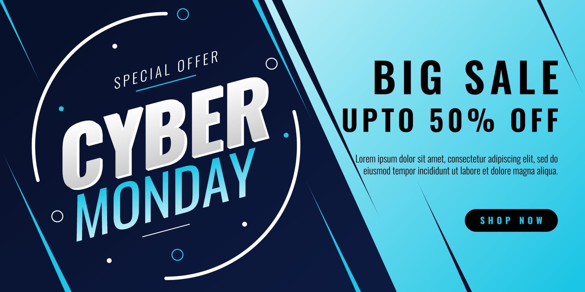 Cyber monday sale banner template design for advertising poster or business promotion vector