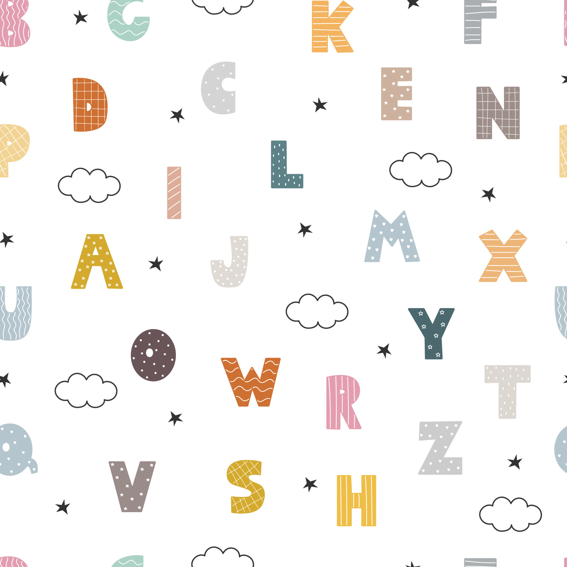 seamless pattern cute alphabet ABC Used for printing, wallpaper, home  decoration. Children's room wall art. vector illustration 4257109 Vector  Art at Vecteezy